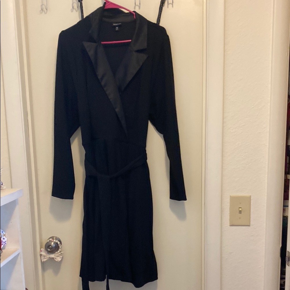 Torrid Black Long Sleeve Dress with Satin Lapel